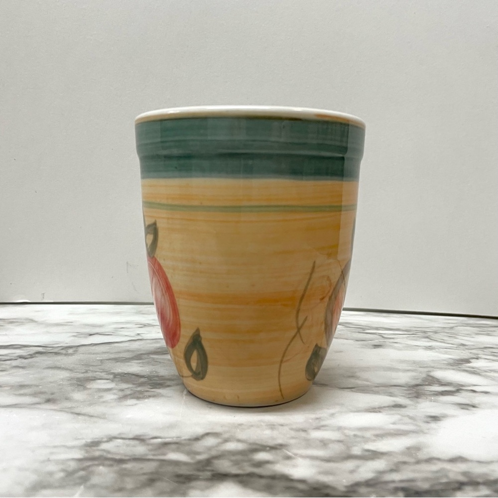 Gibson Antique Orchard 4” Coffee Mug Cup - Yellow and Green, Fruit, Handpainted - Picture 4 of 8